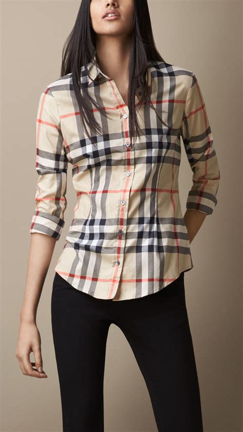 burberry women shirt long leaves|Burberry shirts for women.